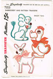1940s Original Vintage Simplicity Transfer Pattern 7353 Uncut Stuffed Animal Set