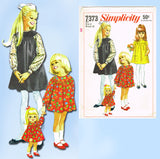 Simplicity 7373: 1960s Uncut Girls Dress & 18" Doll Vintage Sewing Pattern