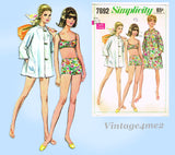 1960s Vintage Simplicity Sewing Pattern 7692 Cute Swim Suit & Cover Up Size 34 B