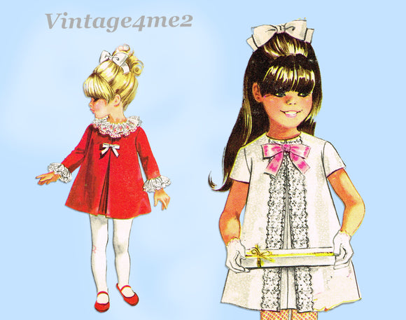 Simplicity 7403: 1960s Cute Toddler Girls Party Dress Sz2 Vintage Sewing Pattern