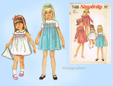 Simplicity 7466: 1960s Toddler Girls Smocked Dress Size 2 Vintage Sewing Pattern