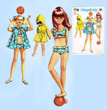 1960s Vintage Simplicity Sewing Pattern 7710 Little Girls 2 Piece Bathing Suit Sz 10