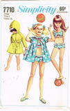 1960s Vintage Simplicity Sewing Pattern 7710 Toddler Girls 2 Piece Bathing Suit Sz 6