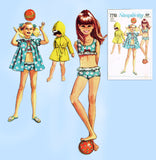1960s Vintage Simplicity Sewing Pattern 7710 Toddler Girls 2 Piece Bathing Suit Sz 6