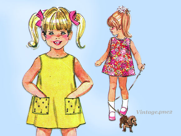 Simplicity 7739: 1960s Sweet Toddler Girls Dress Size 6 Vintage Sewing Pattern