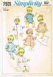 1960s Vintage Simplicity Sewing Pattern 7931 Cute 14 Inch Baby Doll Clothes ORIG