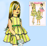 1960s Vintage Simplicity Sewing Pattern 8068 Cute Uncut Girls Party Dress Size 5