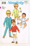 1960s Vintage Simplicity Sewing Pattern 8118 Uncut Toddler Boys Suit Size 2