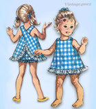 1960s Vintage Simplicity Sewing Pattern 8165 Easy Toddler Girls Apron Dress Sz 5