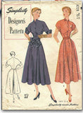 1940s Vintage Designer Dress 1949 Simplicity Sewing Pattern 8229 32 B - Vintage4me2