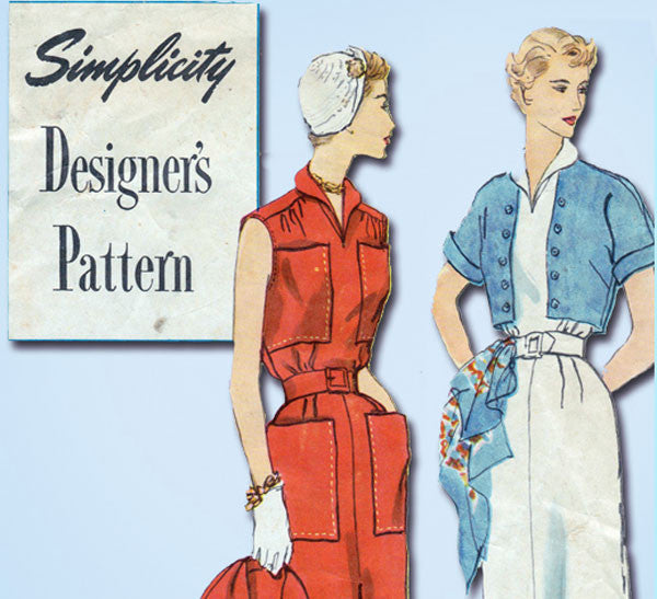 1950s Vintage Simplicity Designer Sewing Pattern 8249 Misses Dress Size 14