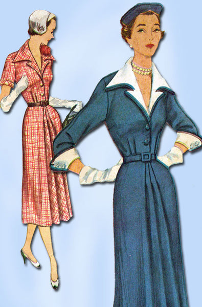 1950s Vintage Simplicity Sewing Pattern 8377 Uncut Misses Street Dress Sz 14 32B