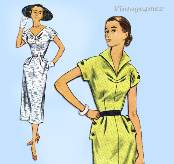 Simplicity 8402: 1950s Stylish Misses Afternoon Dress 34B Vintage Sewing Pattern