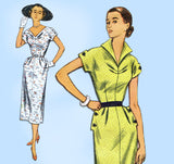 Simplicity 8402: 1950s Stylish Misses Afternoon Dress 34B Vintage Sewing Pattern