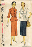 1950s Original Vintage Simplicity Pattern 8404 Misses Modernist Suit Size 32 B