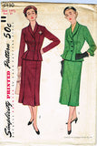 1950s Vintage Simplicity Sewing Pattern 8430 Uncut Misses Slender Suit Size 33 B