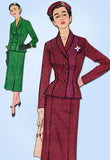 1950s Vintage Simplicity Sewing Pattern 8430 FF Misses Peplum Suit Size 31.5 B