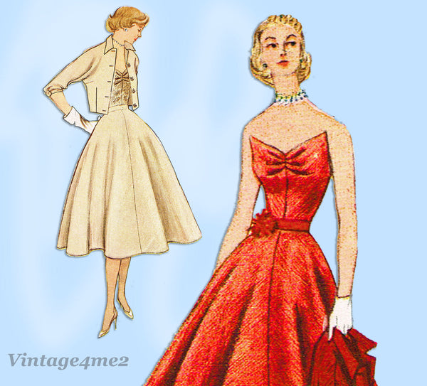 Simplicity 8471: 1950s Misses Boned Bodice & Skirt Sz 30B Vintage Sewing Pattern
