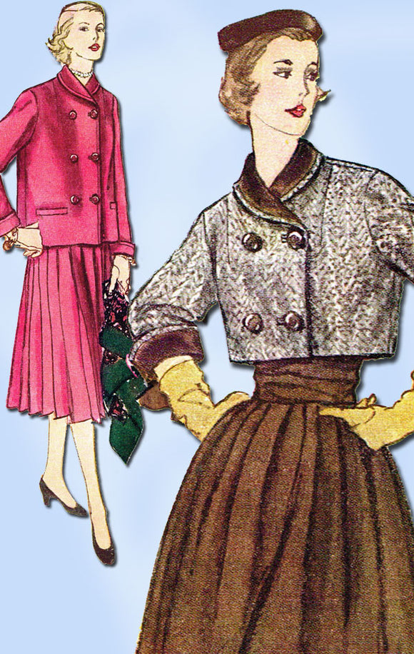 1950s Vintage Misses Suit Uncut 1952 Simplicity Sewing Pattern 8487 Size 16