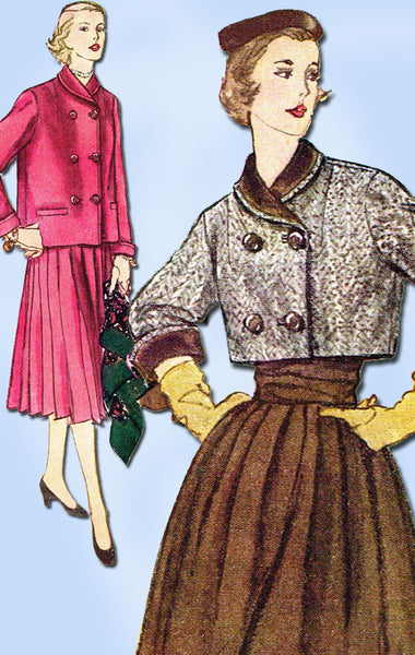 1950s Vintage Misses Suit Uncut 1952 Simplicity Sewing Pattern 8487 Size 16