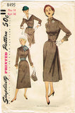 Simplicity 8495: 1950s Stunning Accessory Dress Size 32 B Vintage Sewing Pattern