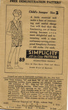 1920s Vintage Simplicity Sewing Pattern 89 Uncut Toddler Girls Romper Size 2 - Vintage4me2