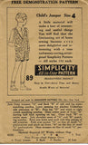 1920s Vintage Simplicity Sewing Pattern 89 Uncut Toddler Girls Romper Size 4 - Vintage4me2