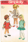 Simplicity 9089: 1960s Cute Toddler Girls Party Dress Sz1 Vintage Sewing Pattern