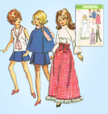 Simplicity 9097: 1970s Uncut Boho Barbie Doll Clothes Set Vintage Sewing Pattern