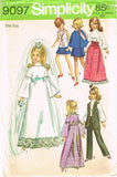 Simplicity 9097: 1970s Uncut Boho Barbie Doll Clothes Set Vintage Sewing Pattern