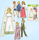 Simplicity 9097: 1970s Uncut Boho Barbie Doll Clothes Set Vintage Sewing Pattern
