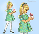 Simplicity 9129: 1960s Sweet Toddler Girls Dress Size 5 Vintage Sewing Pattern
