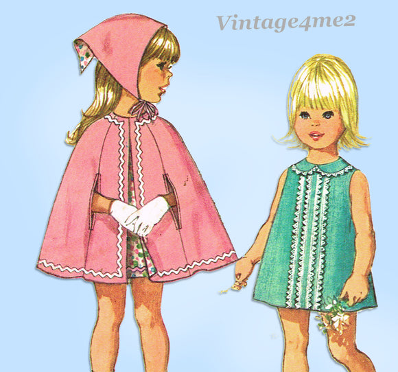 Simplicity 9239: 1970s Uncut Baby Girls Dress & Coat Sz 2 Vintage Sewing Pattern
