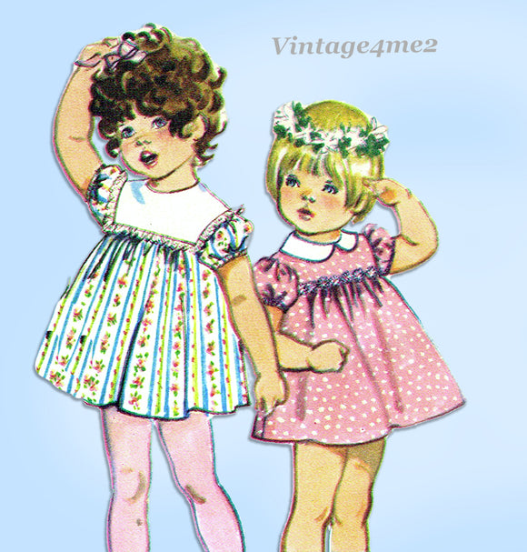 Simplicity 9839: 1960s Sweet Baby Girls Dress Size 1 Vintage Sewing Pattern