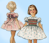 Simplicity S25: 1950s Uncut Baby Girls Smocked Dress Sz 1 Vintage Sewing Pattern
