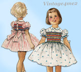 Simplicity S25: 1950s Uncut Baby Girls Smocked Dress Sz 1 Vintage Sewing Pattern