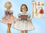 Simplicity S25: 1950s Uncut Baby Girls Smocked Dress Sz 1 Vintage Sewing Pattern