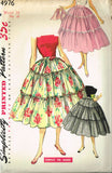 1950s Vintage Simplicity Sewing Pattern 4976 Uncut Misses Tiered Skirt Size 24 W