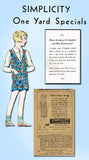 1920s Vintage Simplicity Sewing Pattern 89 Uncut Toddler Girls Romper Size 4 - Vintage4me2
