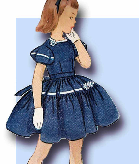 1950s Vintage Simplicity Sewing Pattern 3786 Uncut Girls Party Dress Size 8