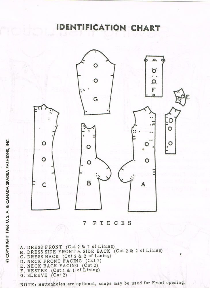 1960s Vintage Spadea Designer Pattern Y-3105 Uncut Misses Dress Sz 33B ...