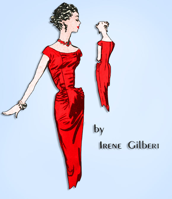 1950s Rare Original Vintage Spadea Designer Pattern S-299 Wiggle Dress 36.5 Bust