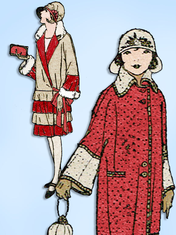 1920s Vintage Standard Designer Sewing Pattern 7271 Girls Flapper Coat Size 8
