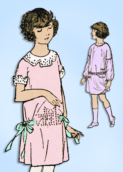 1920s Vintage Standard Designer Sewing Pattern 7448 Girls Bloomer Dress Size 8