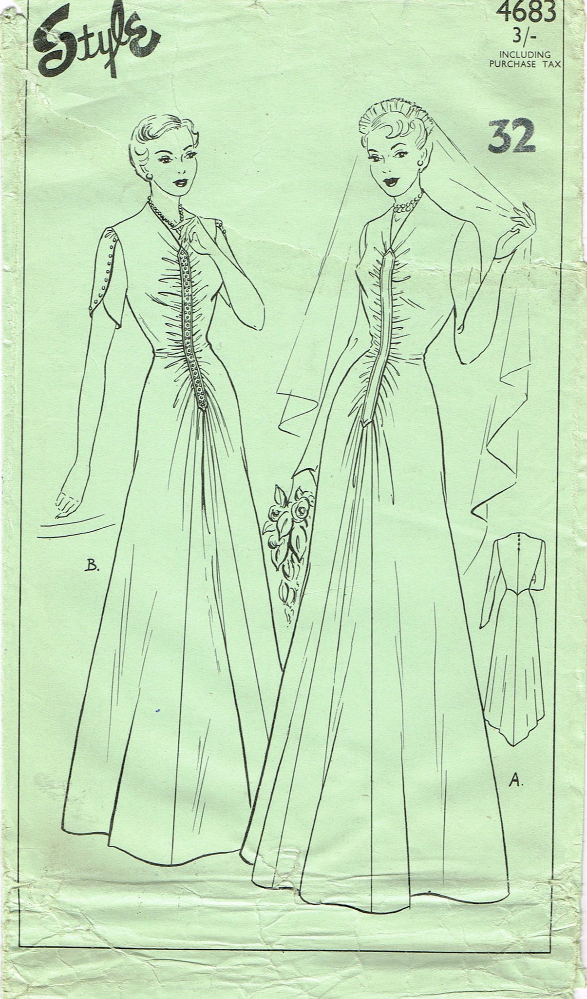 1940s VTG Style Sewing Pattern 4683 Uncut WWII Parachute Wedding Dress Vintage4me2 1940s VTG Style Sewing Pattern 4683 Uncut WWII Parachute Wedding Dress Vintage4me2