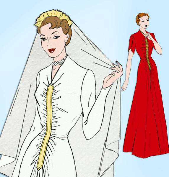 1940s Vintage Style Sewing Pattern 4683 Uncut WWII Parachute Wedding Dress 32 B - Vintage4me2
