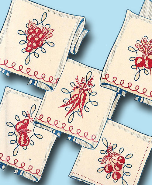 1940s Vintage Superior Embroidery Transfer 105 Uncut Veggie Tea Towel Motifs