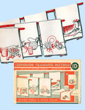 1930s Vintage Superior Embroidery Transfer 117 Uncut Color Fruit Tea Towels ORIG