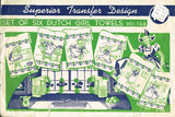 1940s Vintage Superior Embroidery Transfer 124 Uncut Dutch Gal DOW Tea Towels