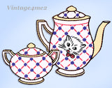 1940s Original Vintage Superior Embroidery Transfer 127 Kitten Dish Tea Towels